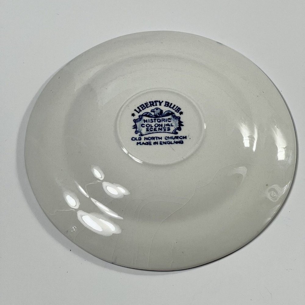 4 Vtg Liberty Blue Old North Church 5.75 inches saucersColonial Scenes Pre-Owned - Picture 11 of 13